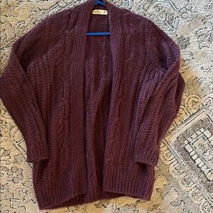 Cozy Cable Knit Sweater - Purple